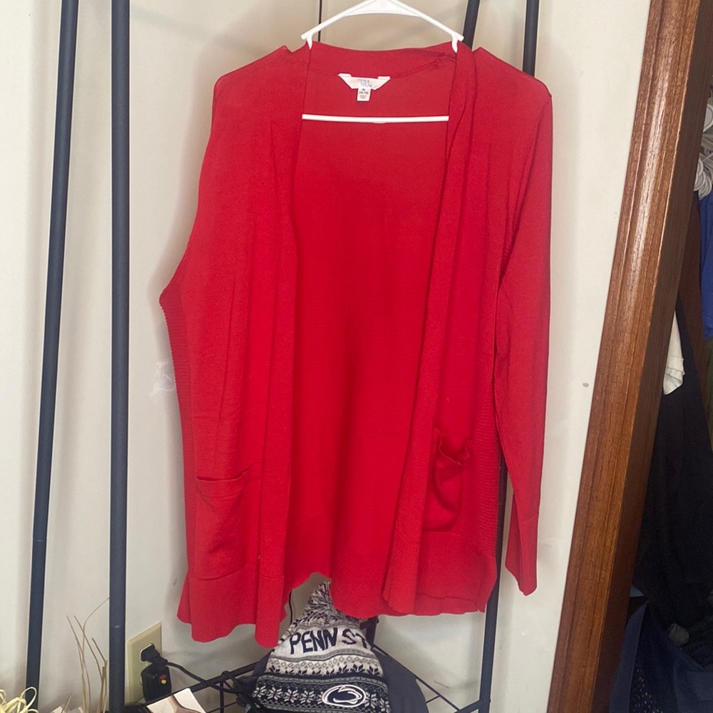 Bright red shawl